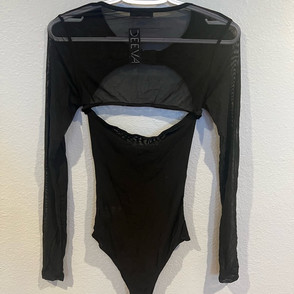Women Buckle Up Black Mesh Bodysuit - Picture 2 of 3